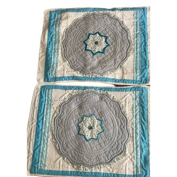 Quilted Pillowcase Shams With button Set Of Two Standard Size - Picture 1 of 5